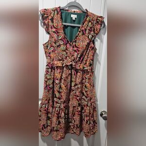 J Crew Floral Ruffle Dress Left Side Zipper. Size 4